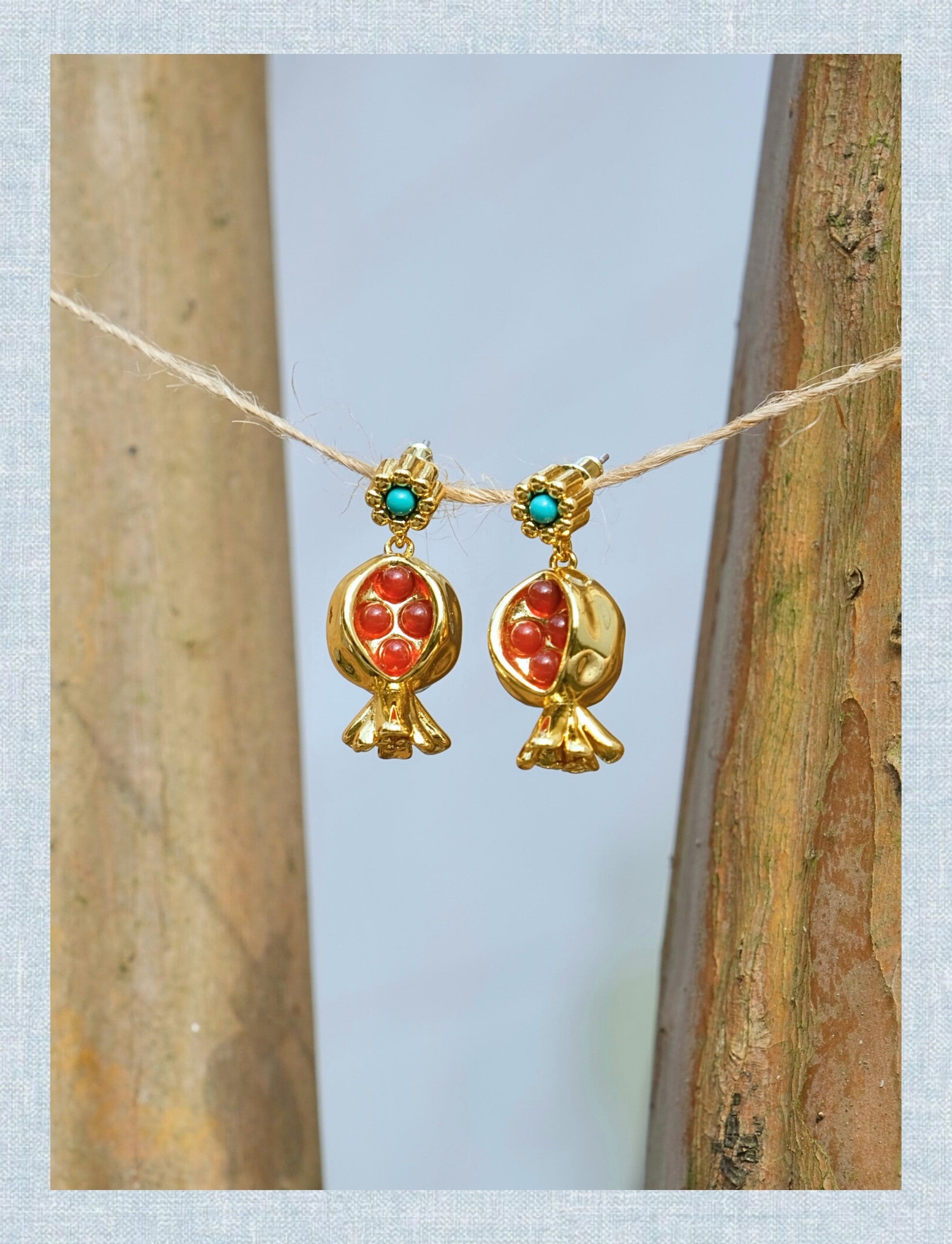 Golden Pomegranate Earrings