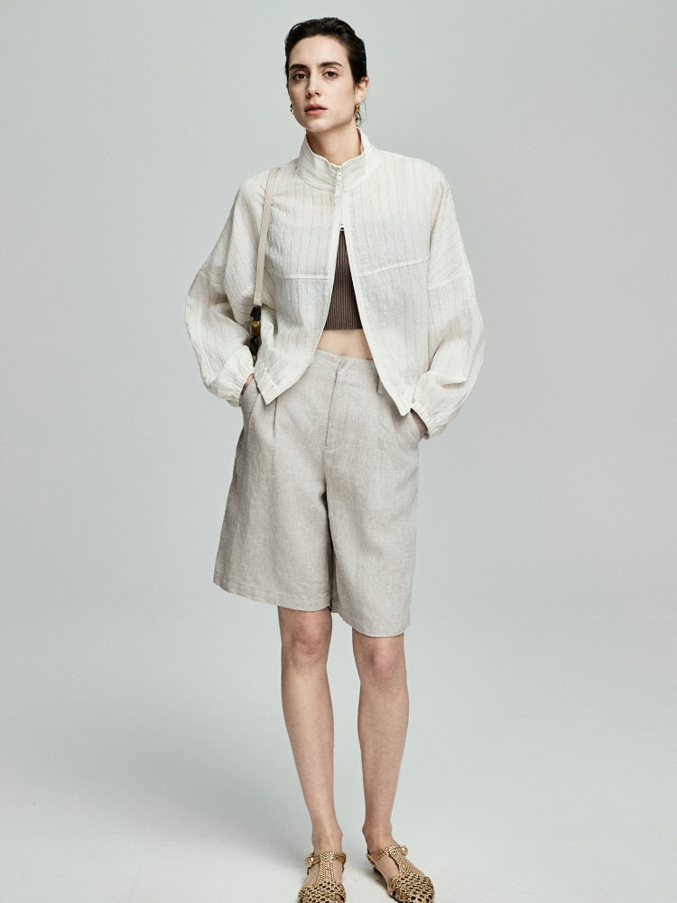Classic Linen Shorts- Beige
