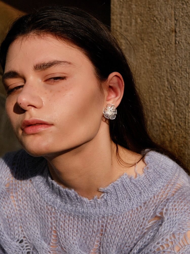 Silver Petal Earrings