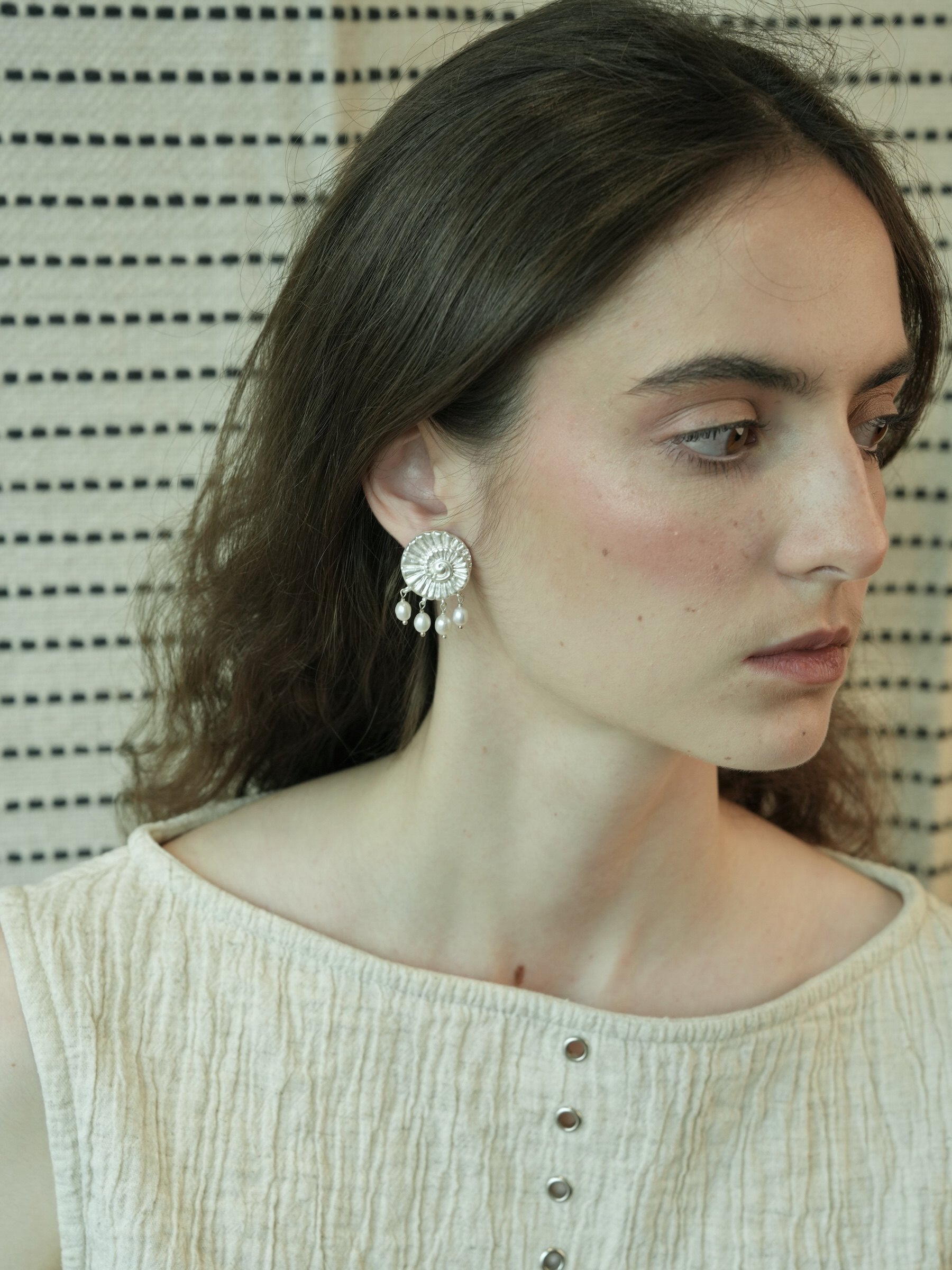Pearl Fossil Earrings