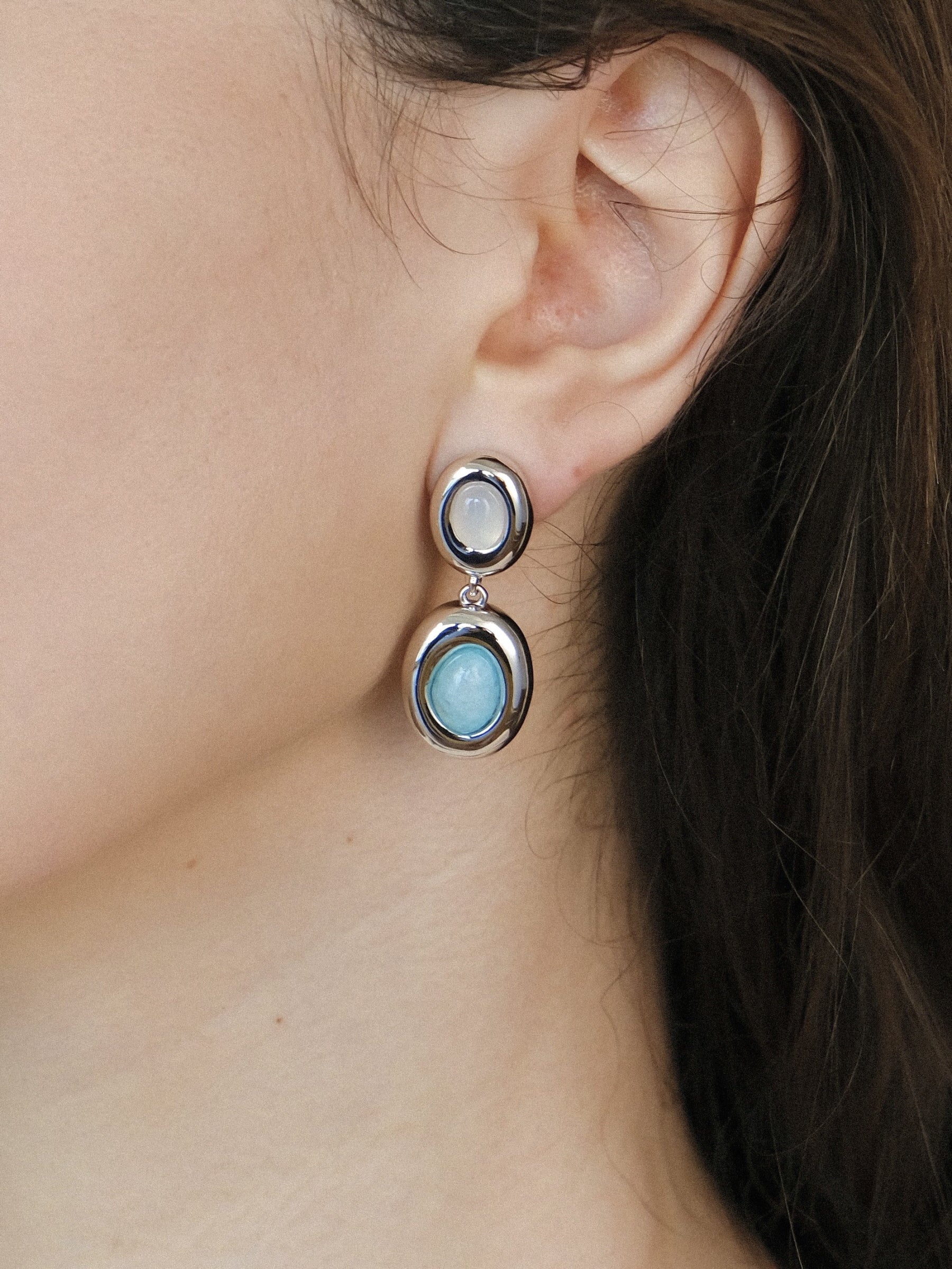Milky Oval Earrings