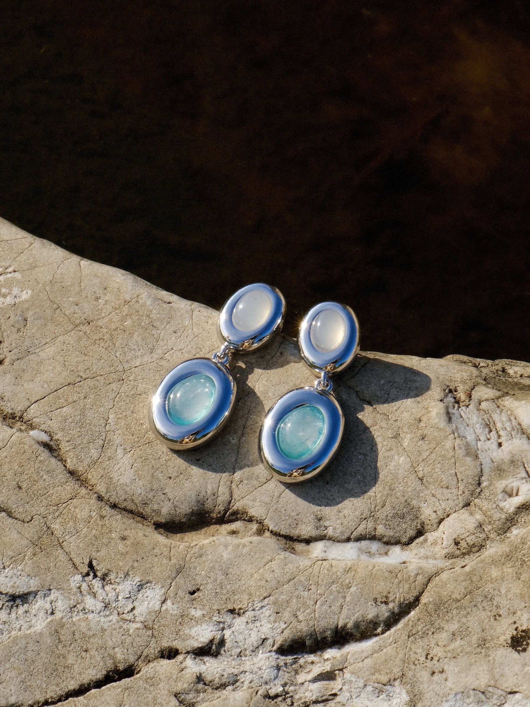 Milky Oval Earrings