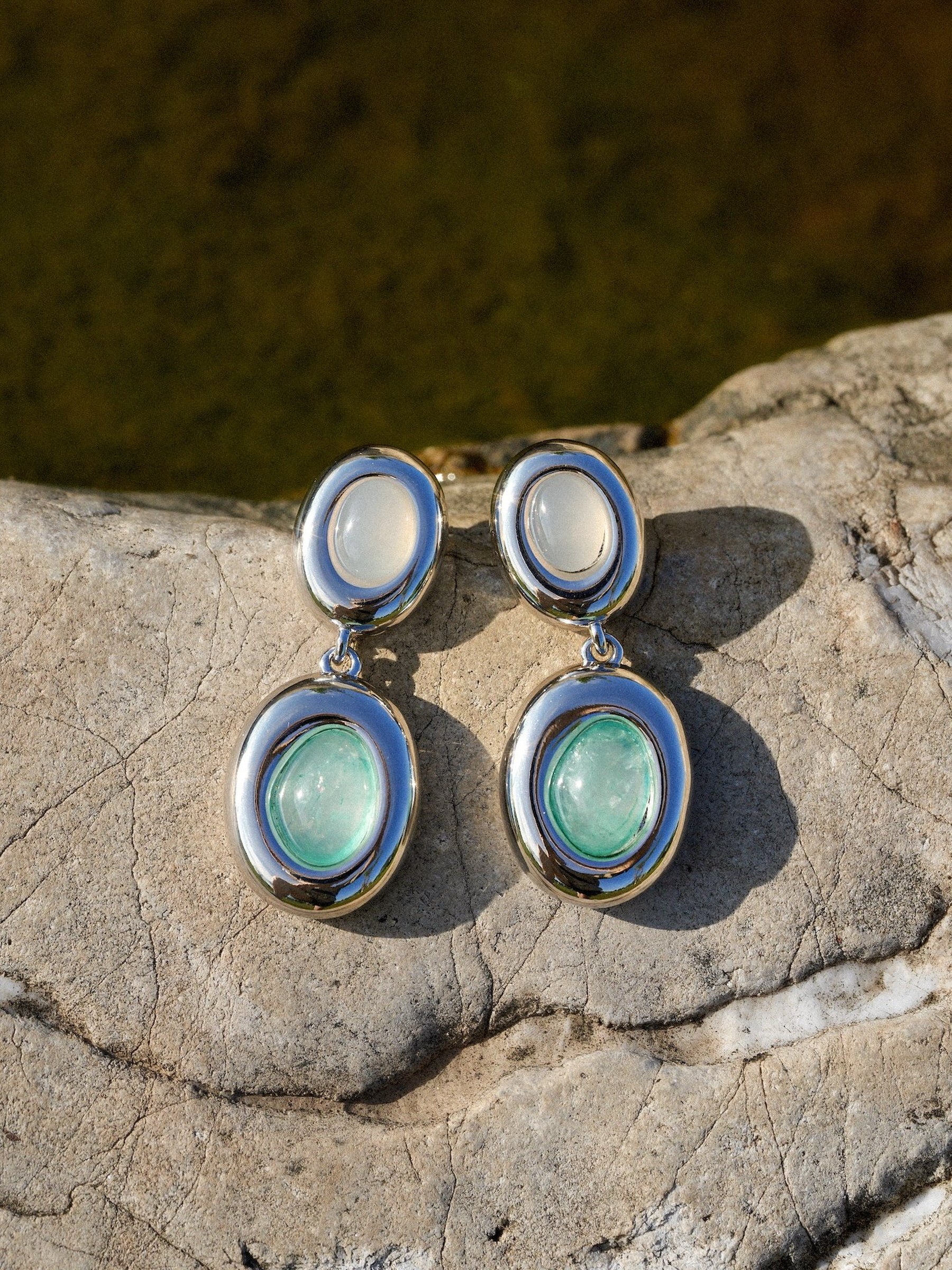 Milky Oval Earrings