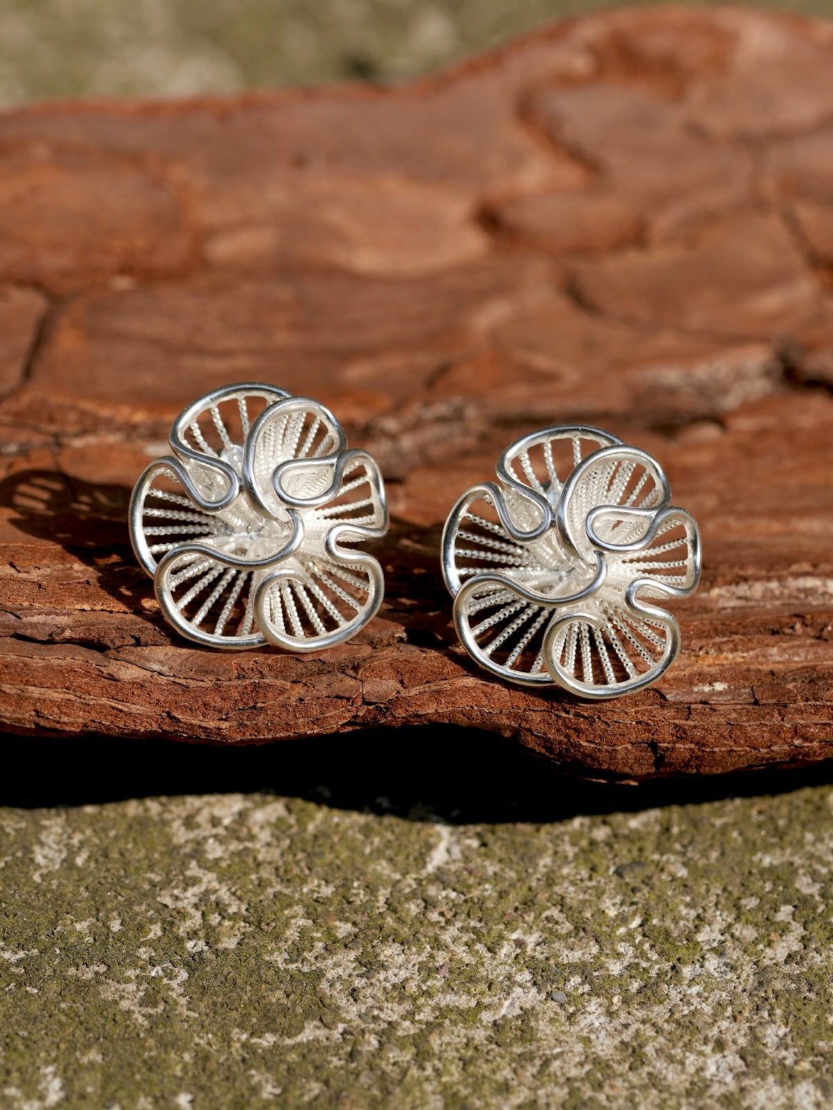 Silver Petal Earrings