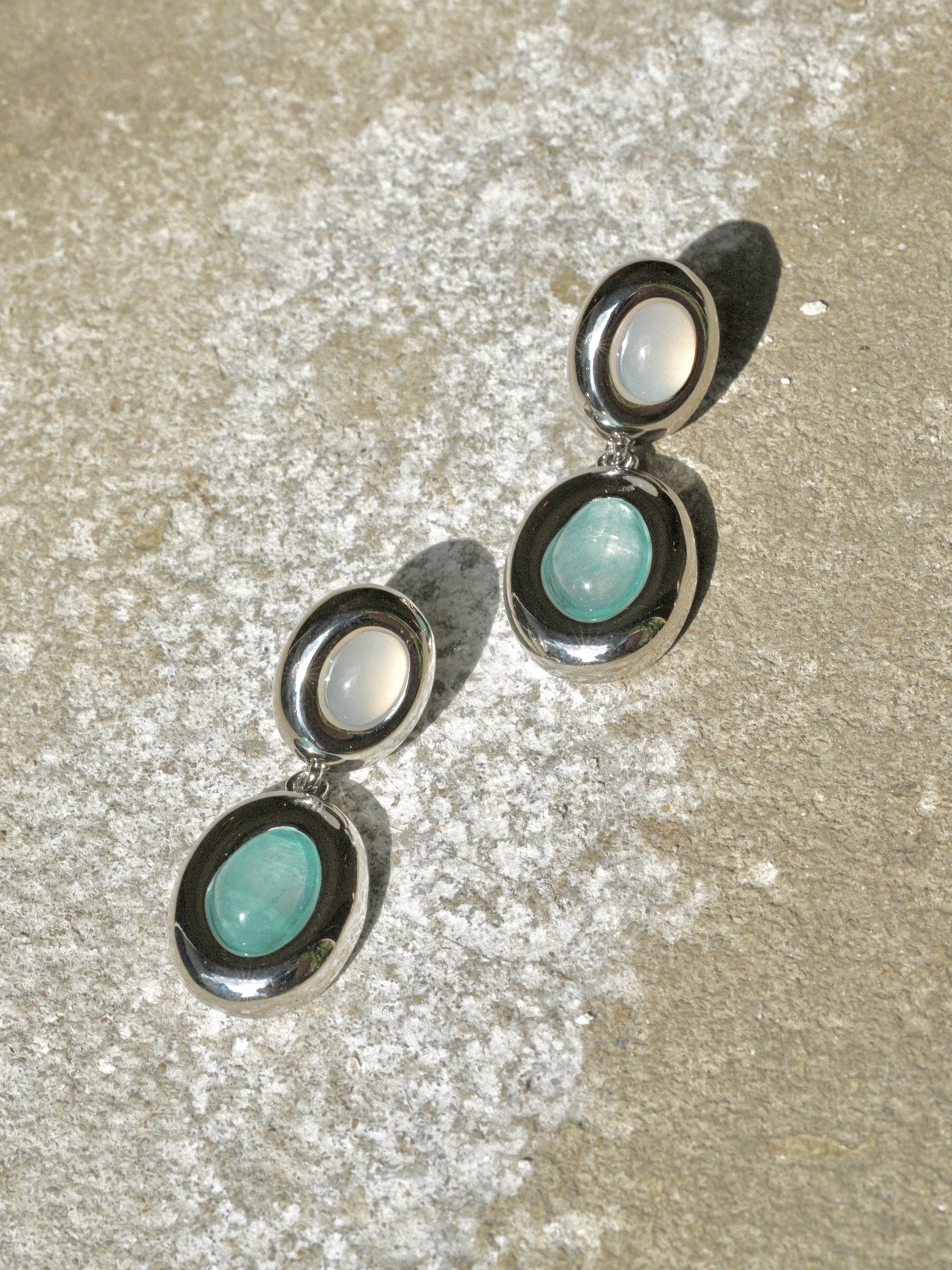 Milky Oval Earrings