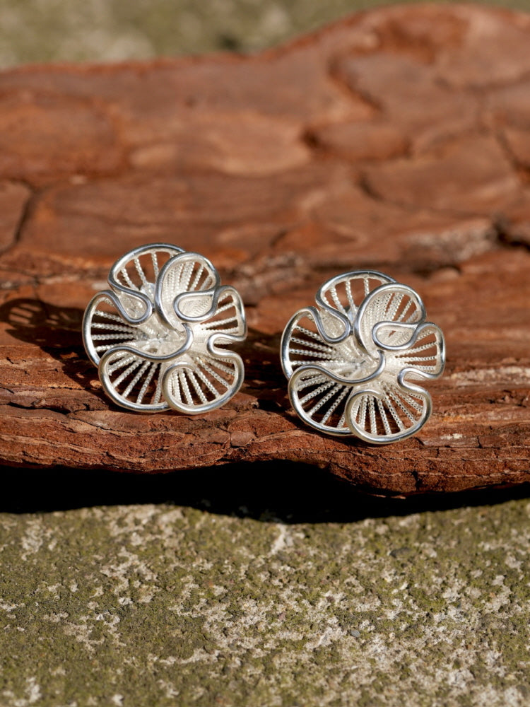 Silver Petal Earrings