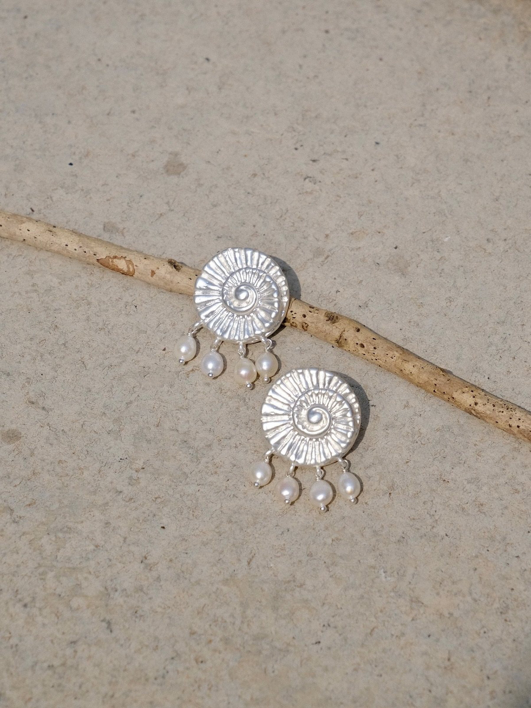 Pearl Fossil Earrings