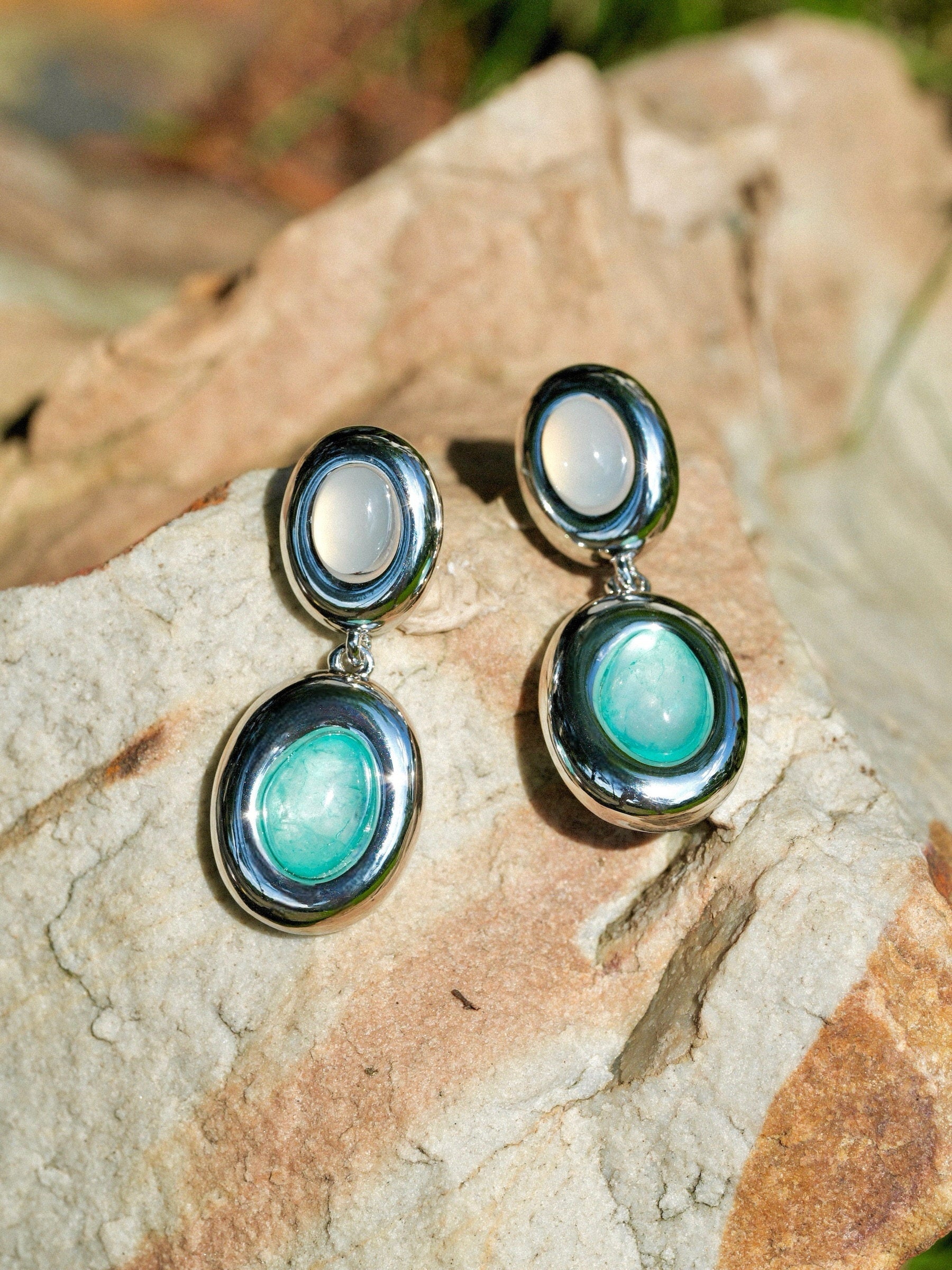 Milky Oval Earrings