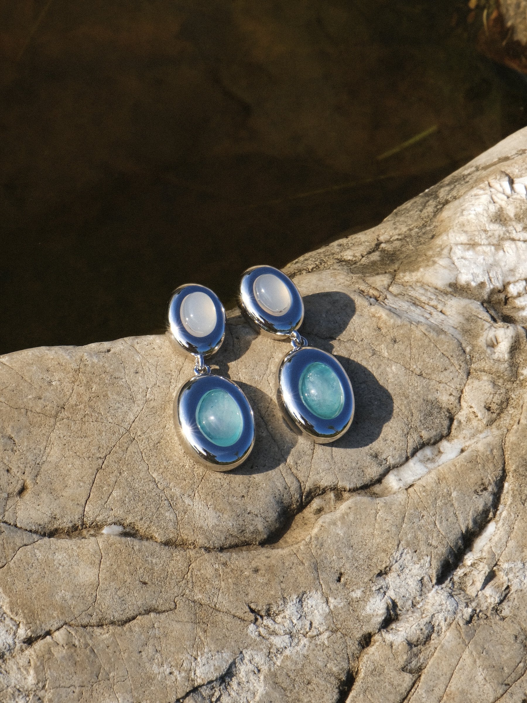 Milky Oval Earrings