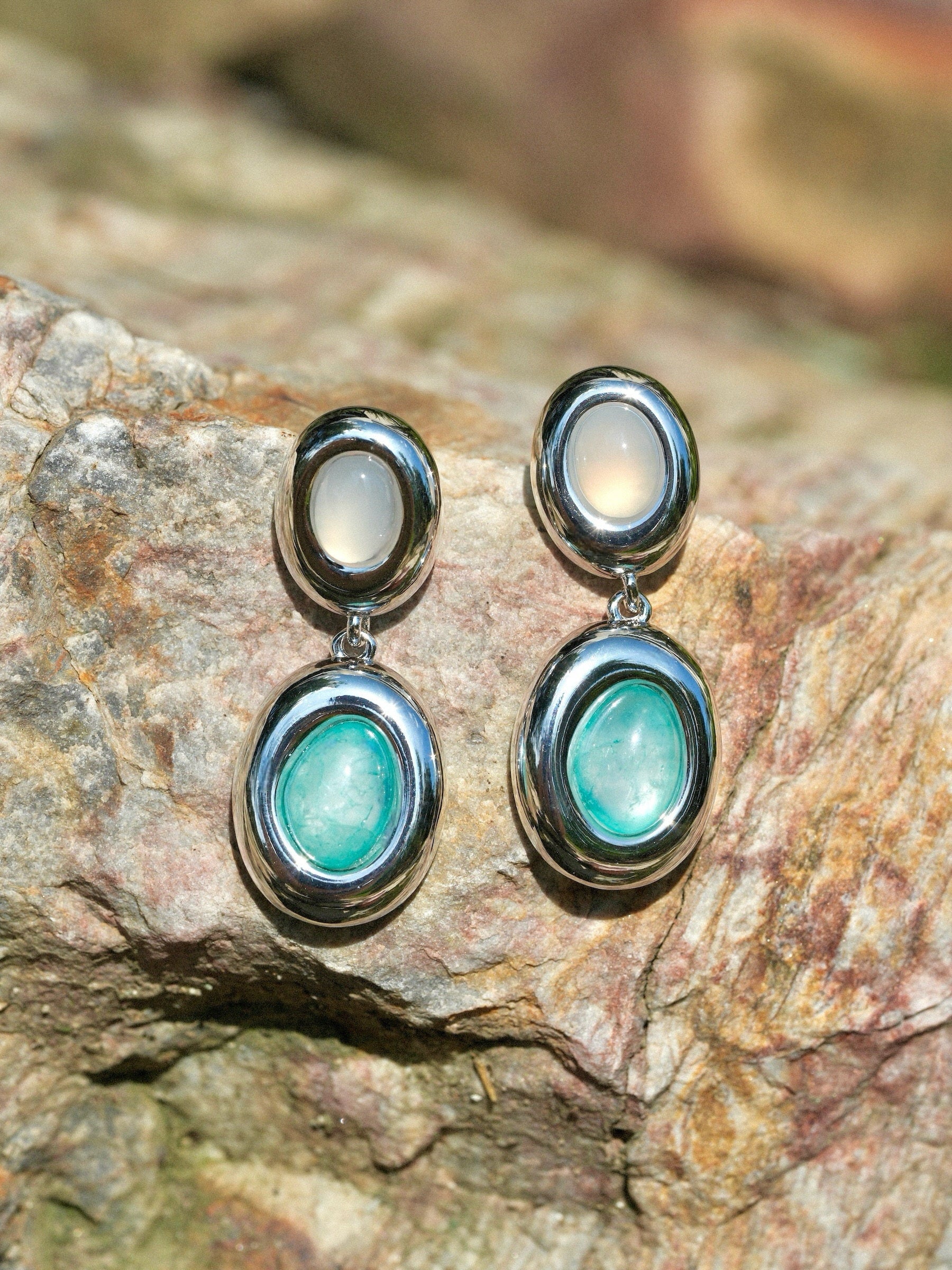 Milky Oval Earrings