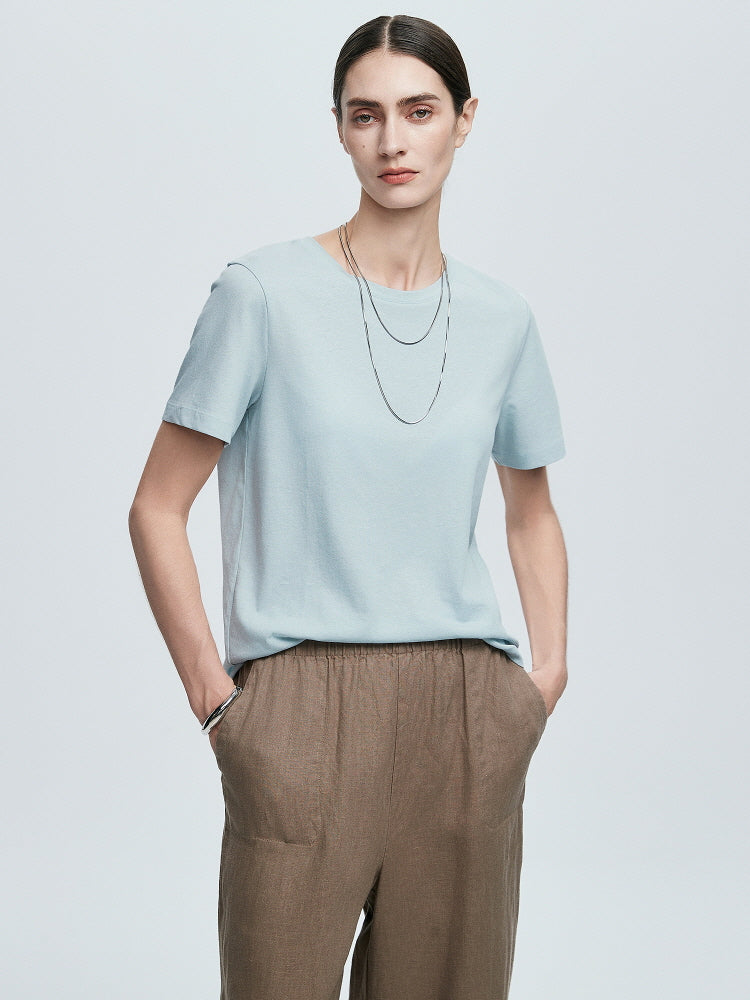 Essential Cotton Tee-Water Blue
