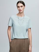 Essential Cotton Tee-Water Blue