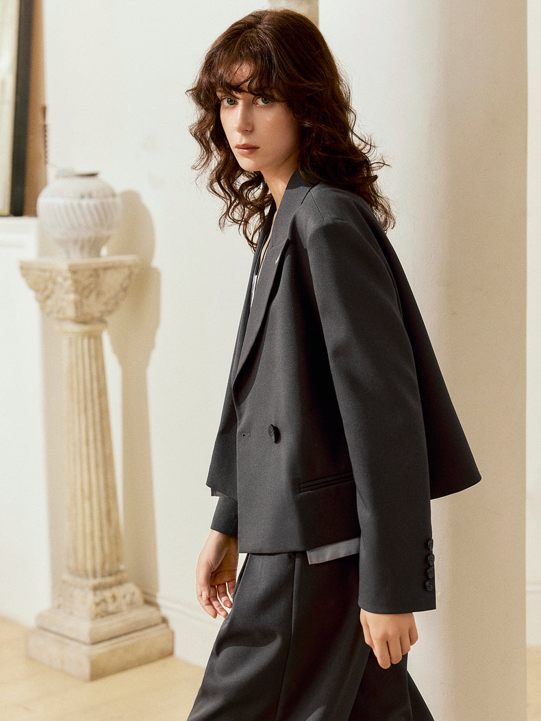 Charcoal Cropped Blazer
