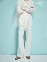 White Linen Pleated Pants