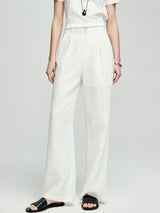 White Linen Pleated Pants