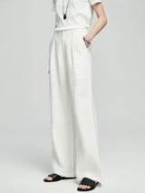 White Linen Pleated Pants