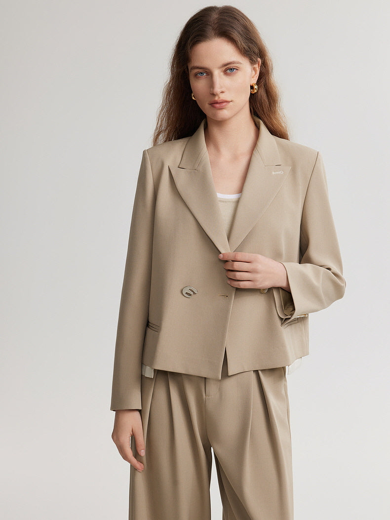 Beige Cropped Blazer