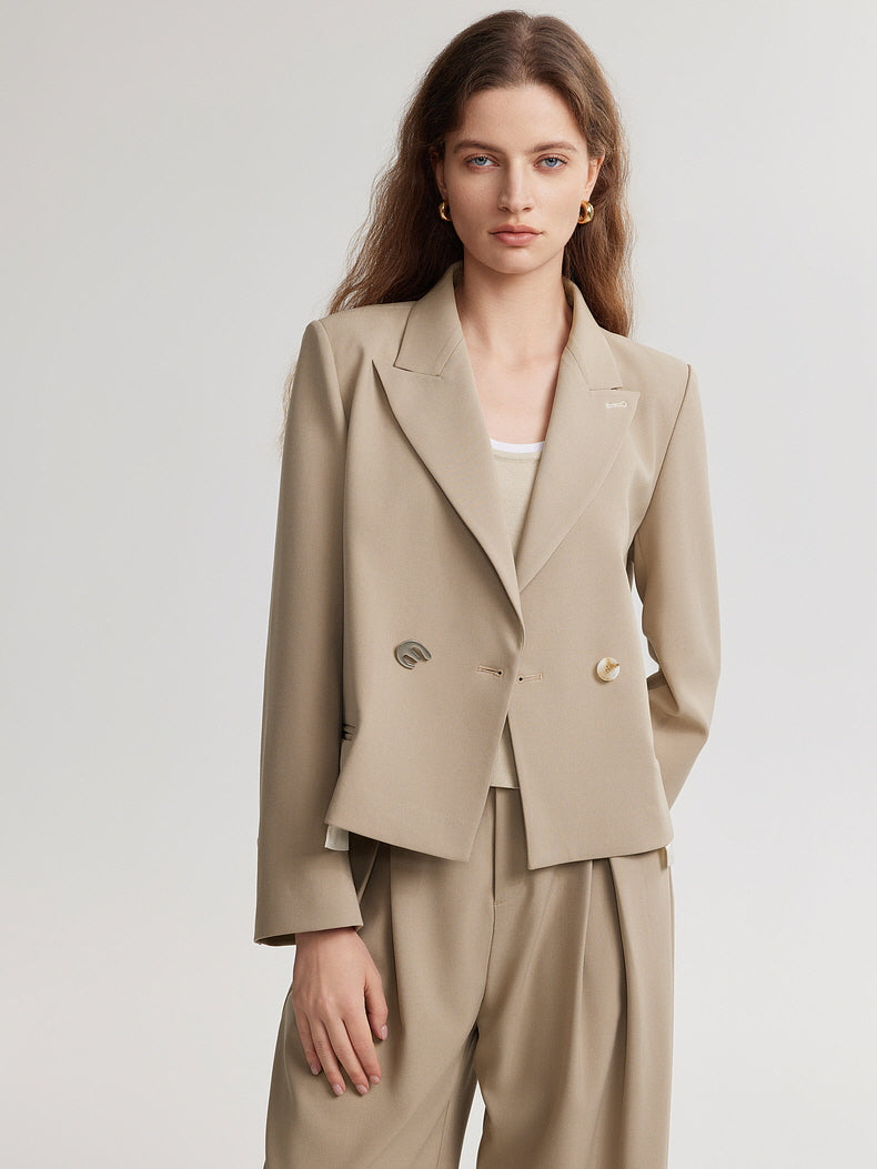 Beige Cropped Blazer