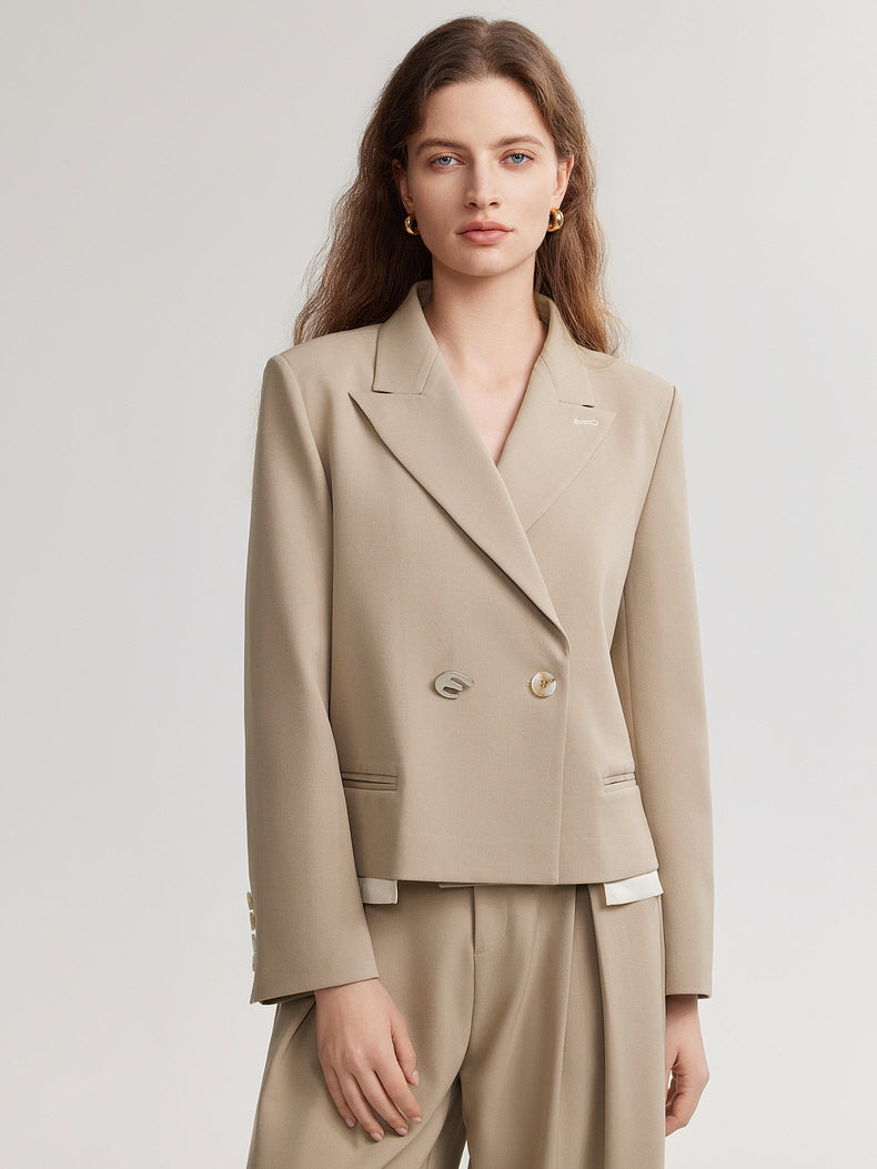 Beige Cropped Blazer
