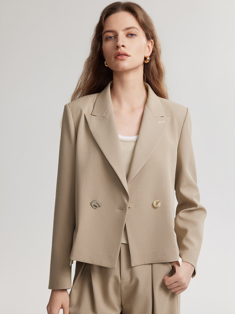 Beige Cropped Blazer