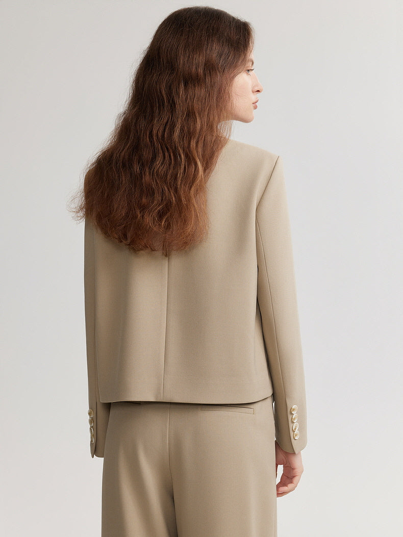 Beige Cropped Blazer
