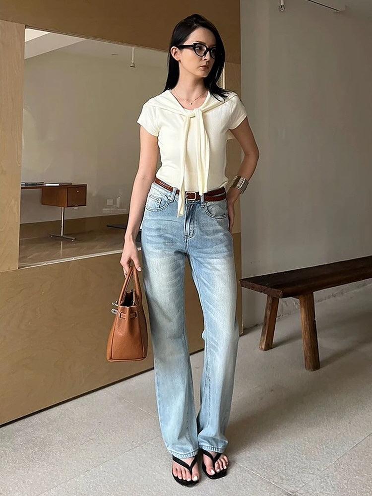 Light Wash Straight Jeans