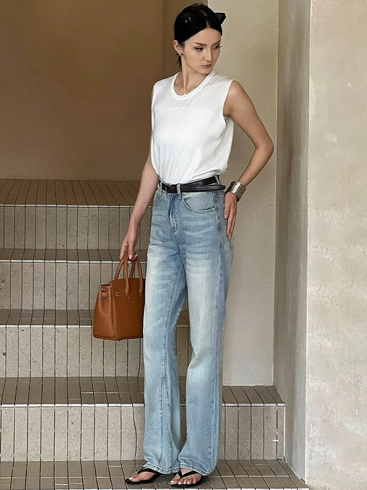 Light Wash Straight Jeans