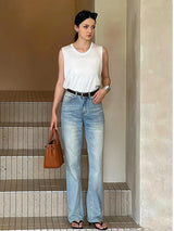Light Wash Straight Jeans