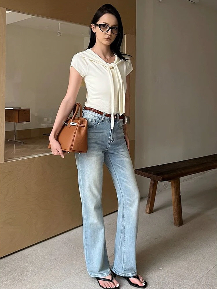 Light Wash Straight Jeans