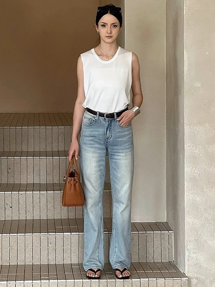 Light Wash Straight Jeans