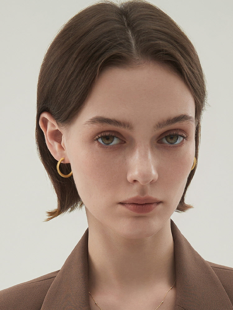 Matte Gold Hoops