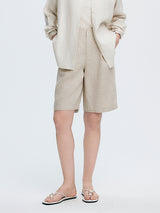 Classic Linen Shorts- Beige